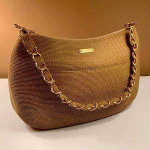 Eric Javits woven tan shoulder bag